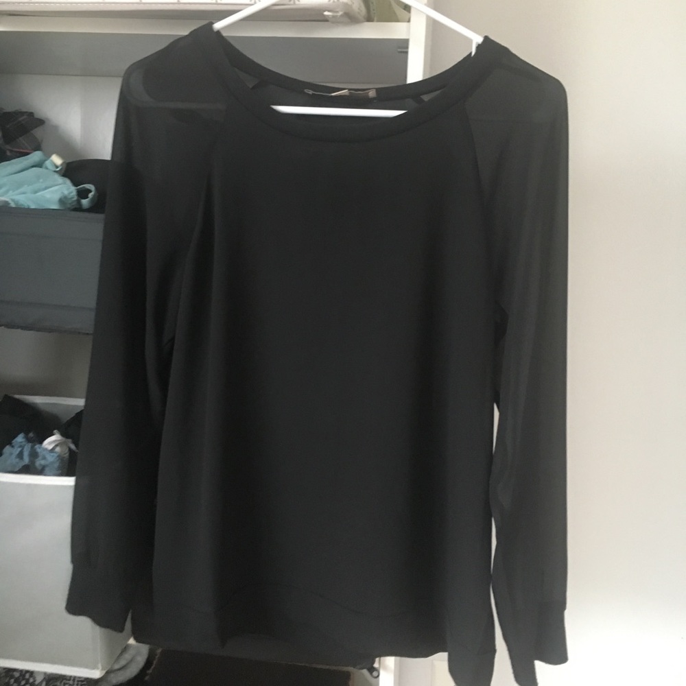 Black long sleeved shirt with sheer arms